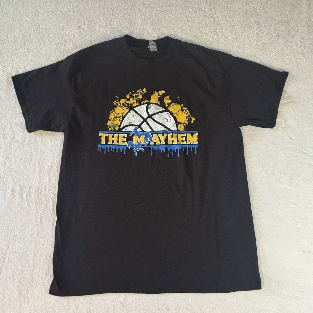 Gyldan Dry-blend McNeese The Mayhem Graphic T Shirt Black Mens  Size L